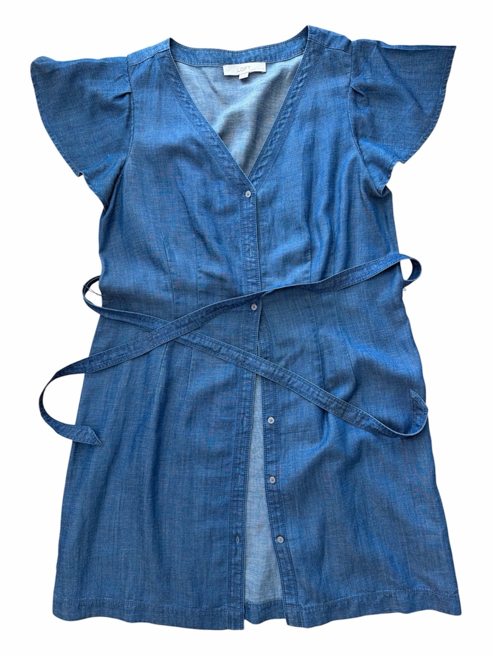 LOFT Flutter Sleeve Dress with Tie-Waist